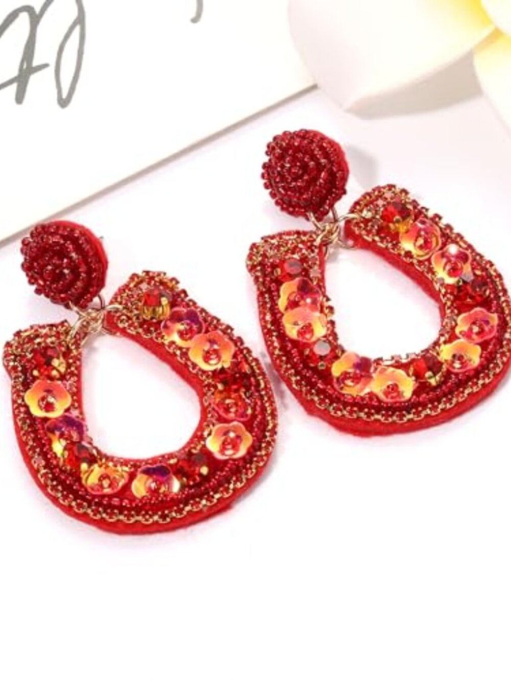 Derby Earrings, Beaded Floral Race Horse Earrings, Kentucky Derby Accessories